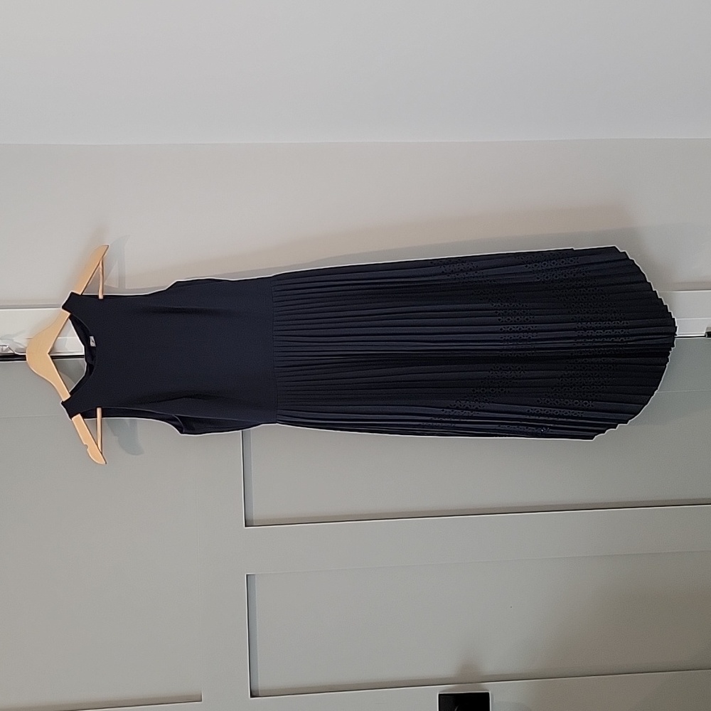 Banana Republic Navy Pleated Midi Dress, Size 0 (runs large - closer to a 2)